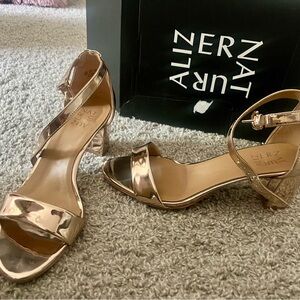 Naturalizer Gold Heels with Stiletto and Ankle Strap